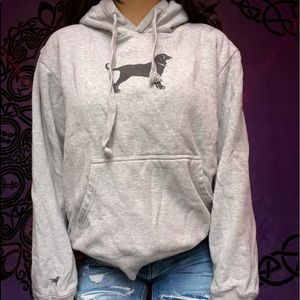 grey black dog hoodie